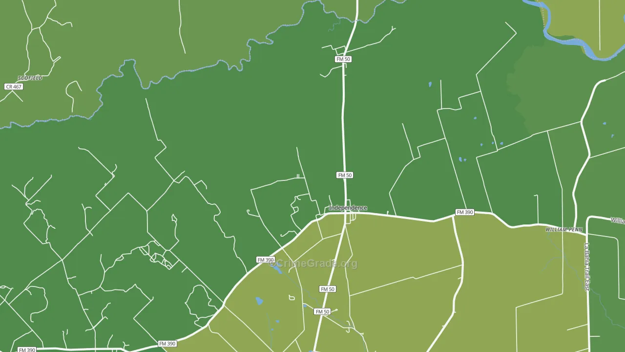 Independence, TX Map of Vehicle Theft Rates