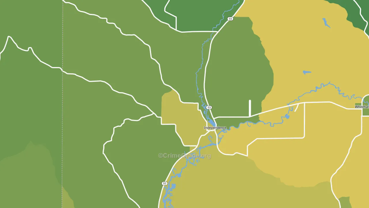 Independence, WI Map of Vehicle Theft Rates