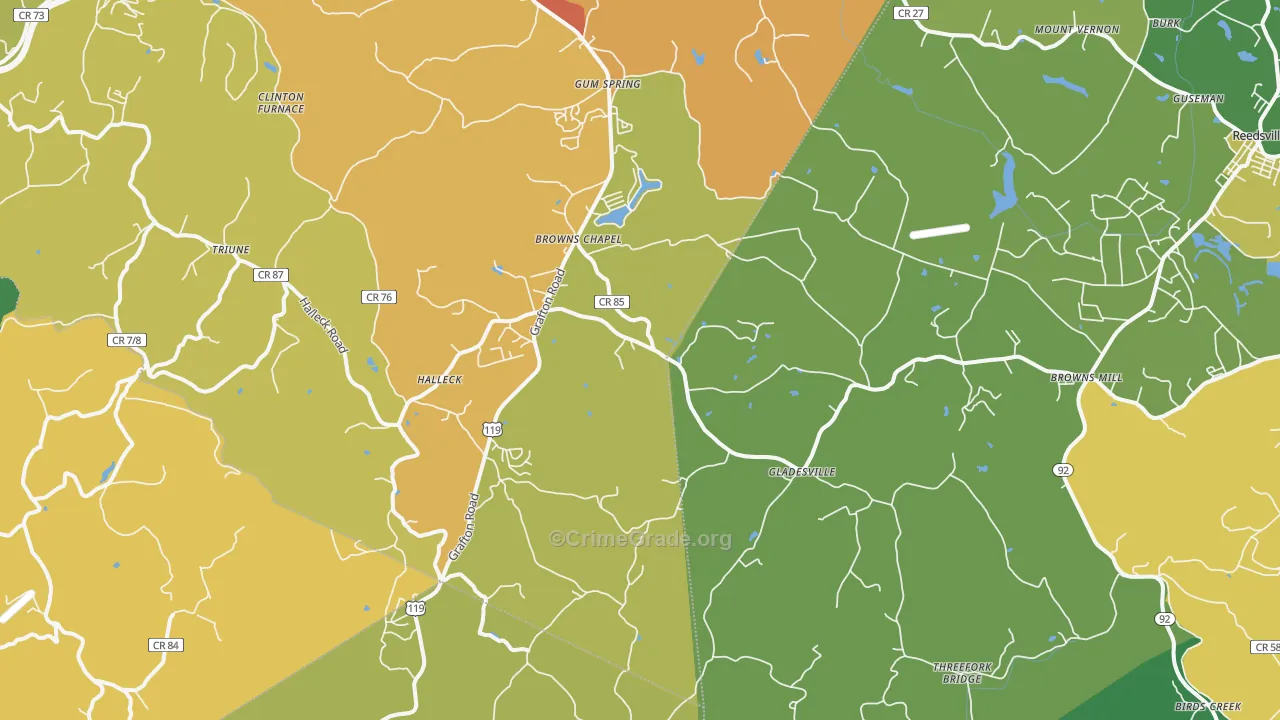 Independence, WV Map of Vehicle Theft Rates