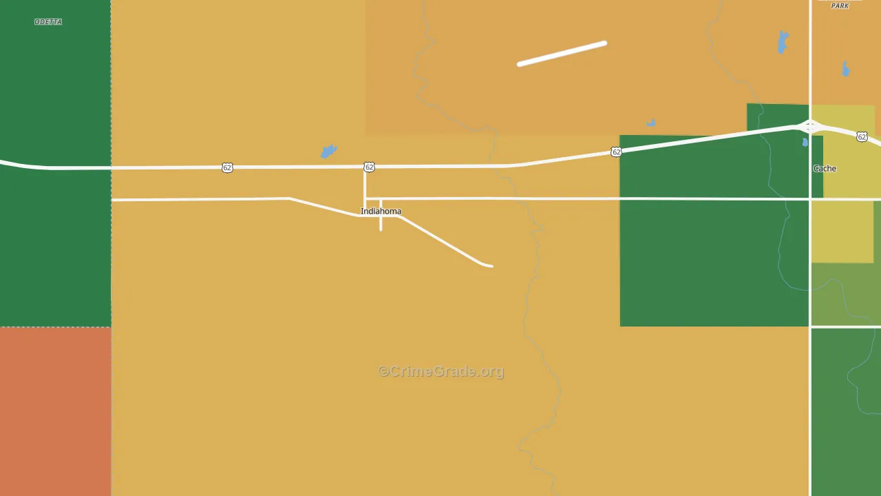 Indiahoma, OK Map of Vehicle Theft Rates