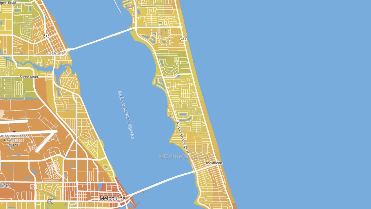 Indialantic, FL Map of Vehicle Theft Rates