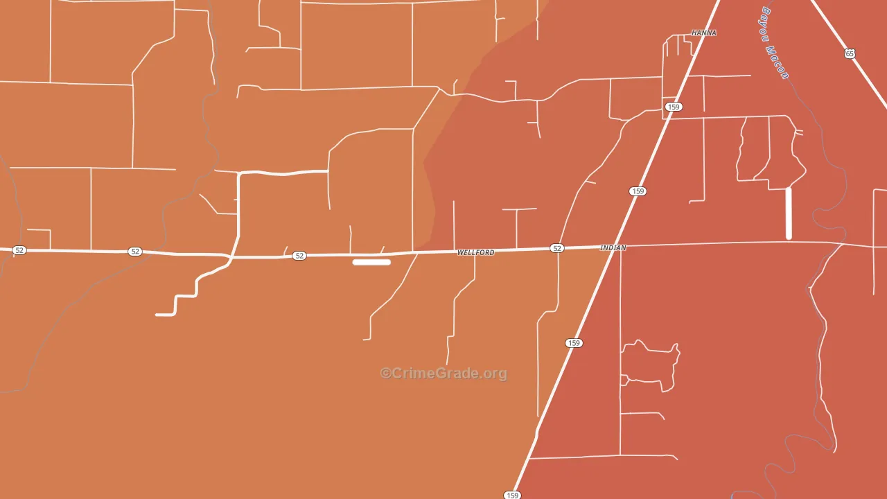 Indian, AR Map of Vehicle Theft Rates