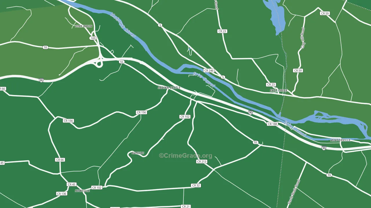 Indian Castle, NY Map of Vehicle Theft Rates