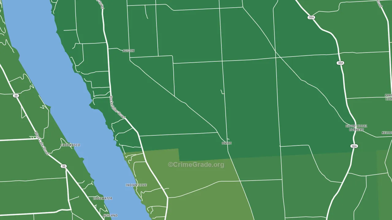 Indian Cove, NY Map of Vehicle Theft Rates