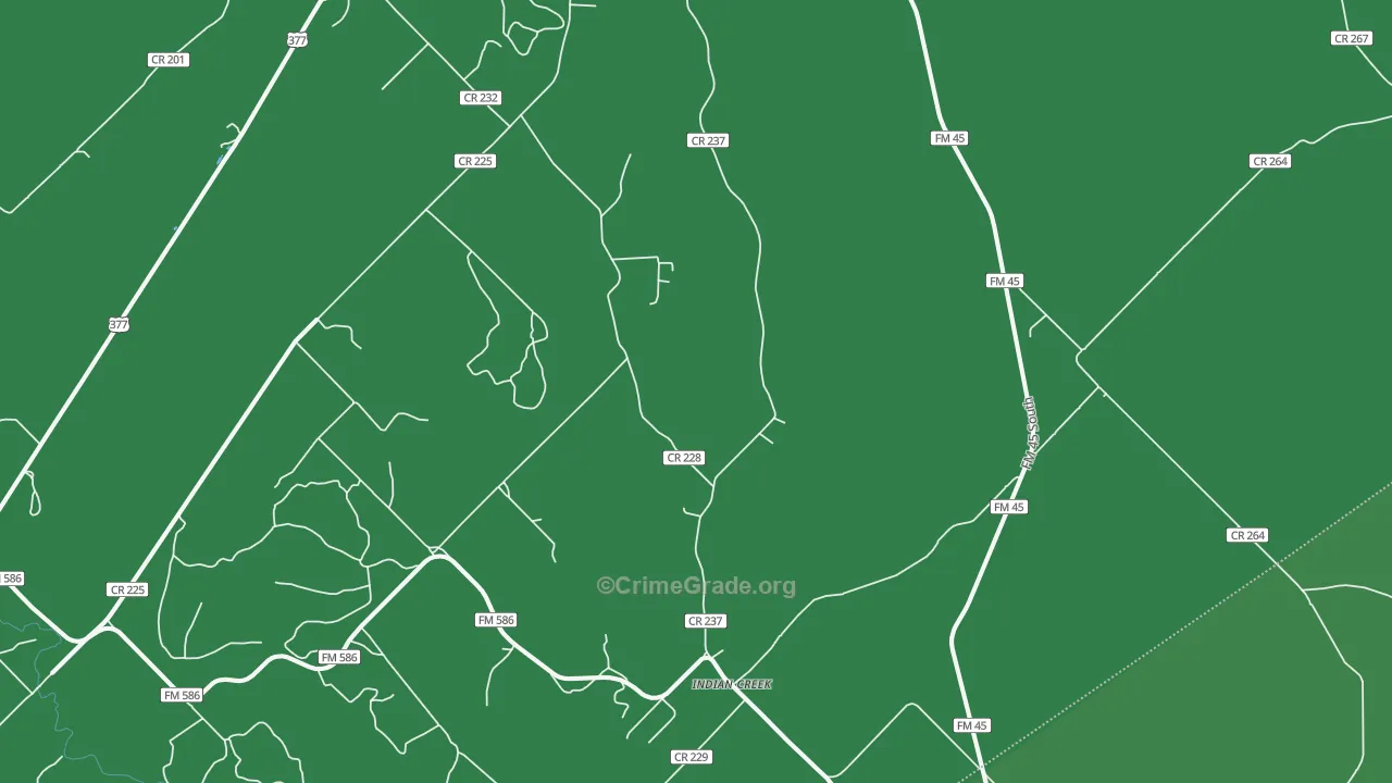 Indian Creek, TX Map of Vehicle Theft Rates