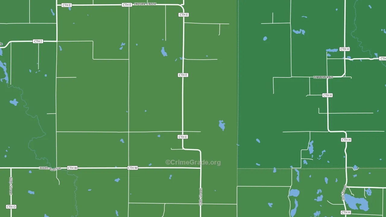 Indian Creek, WI Map of Vehicle Theft Rates