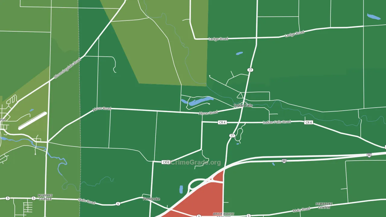 Indian Falls, NY Map of Vehicle Theft Rates