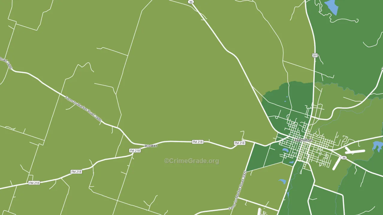 Indian Gap, TX Map of Vehicle Theft Rates