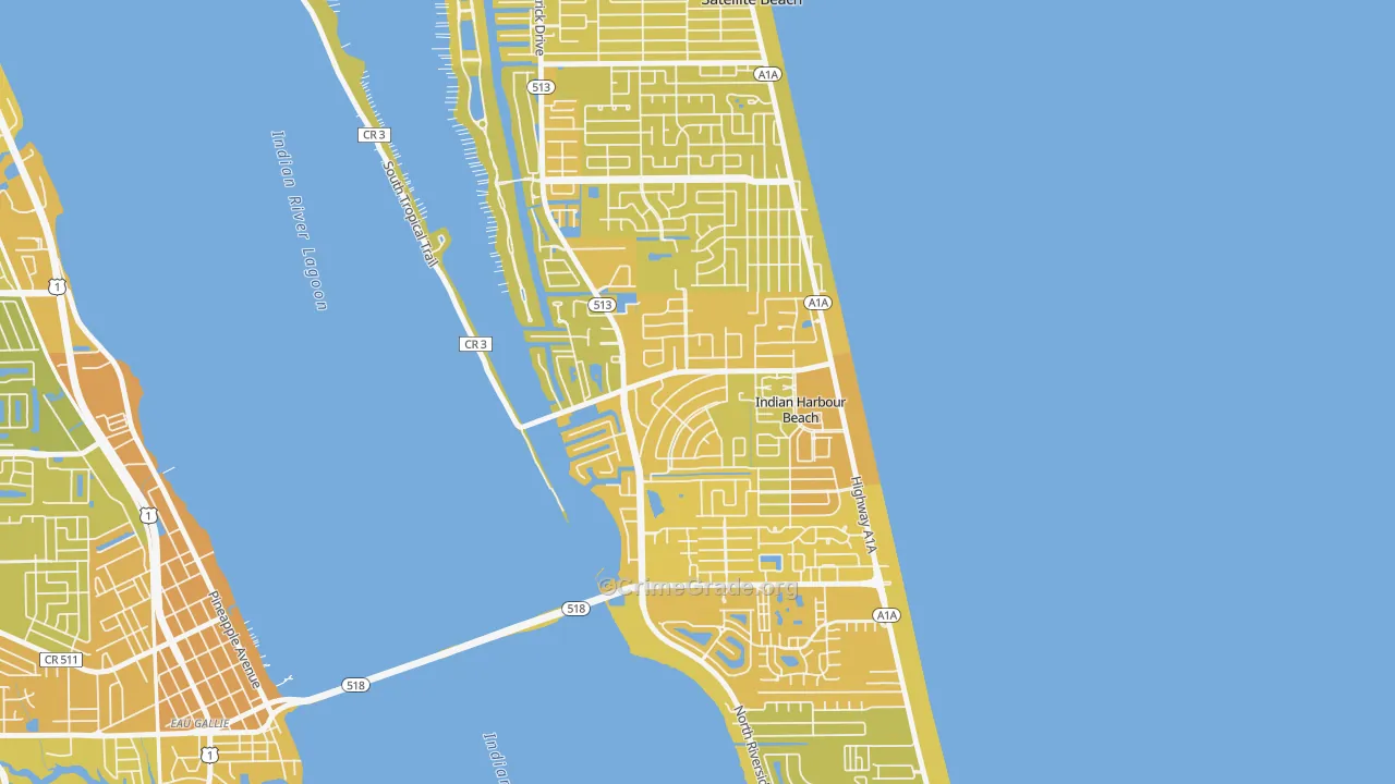 Indian Harbour Beach, FL Map of Vehicle Theft Rates