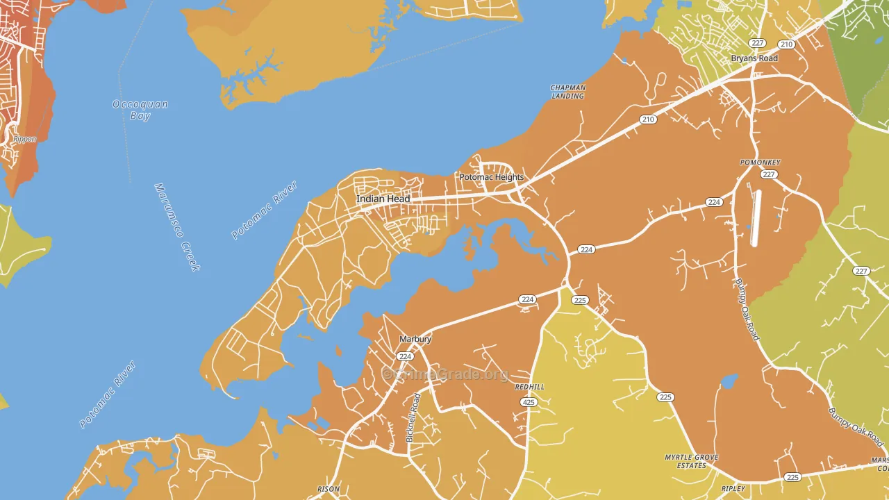 Indian Head, MD Map of Vehicle Theft Rates