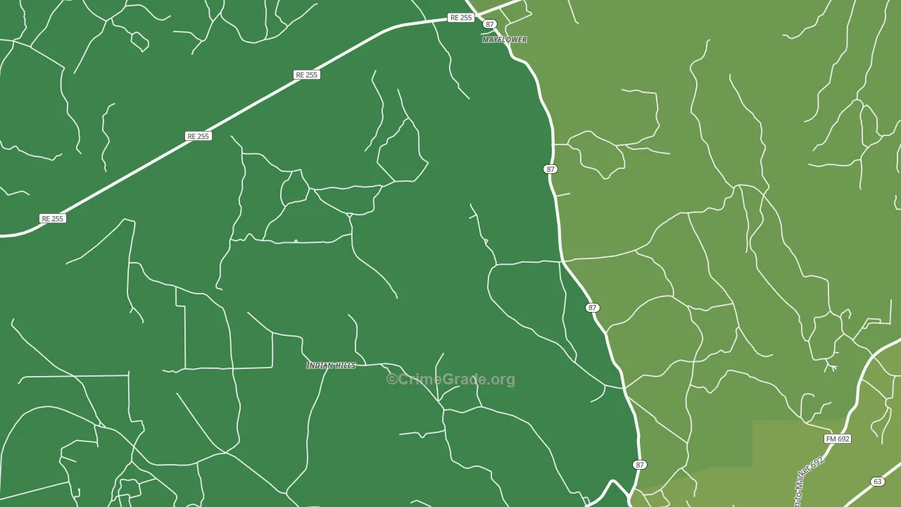 Indian Hill, TX Map of Vehicle Theft Rates