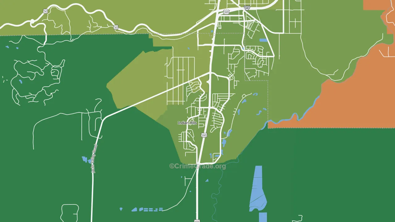 Indian Hills, NV Map of Vehicle Theft Rates