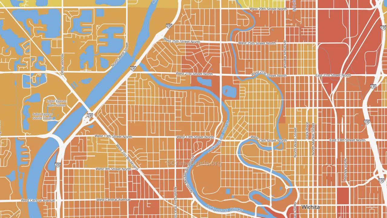 Indian Hills Riverbend, Wichita, KS Map of Vehicle Theft Rates