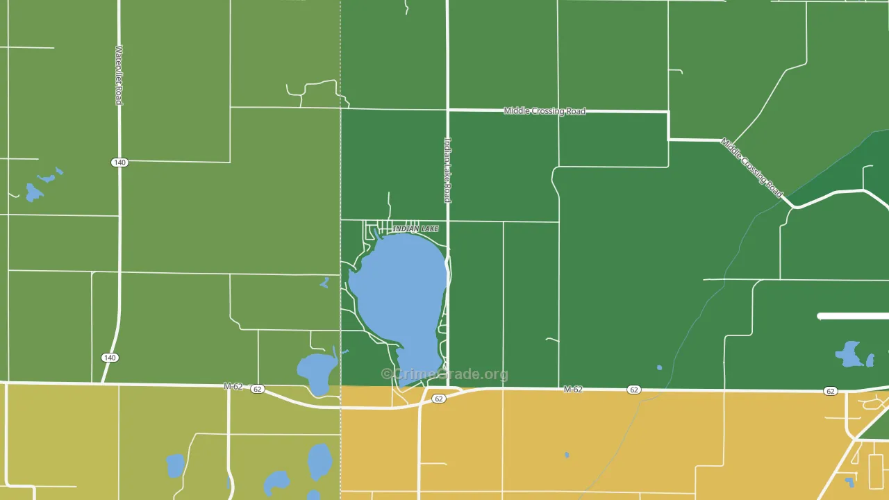 Indian Lake, MI Map of Vehicle Theft Rates