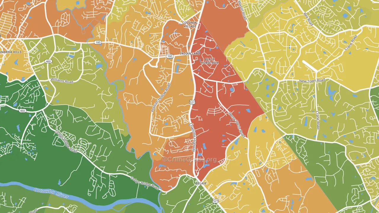 Indian Land, SC Map of Vehicle Theft Rates