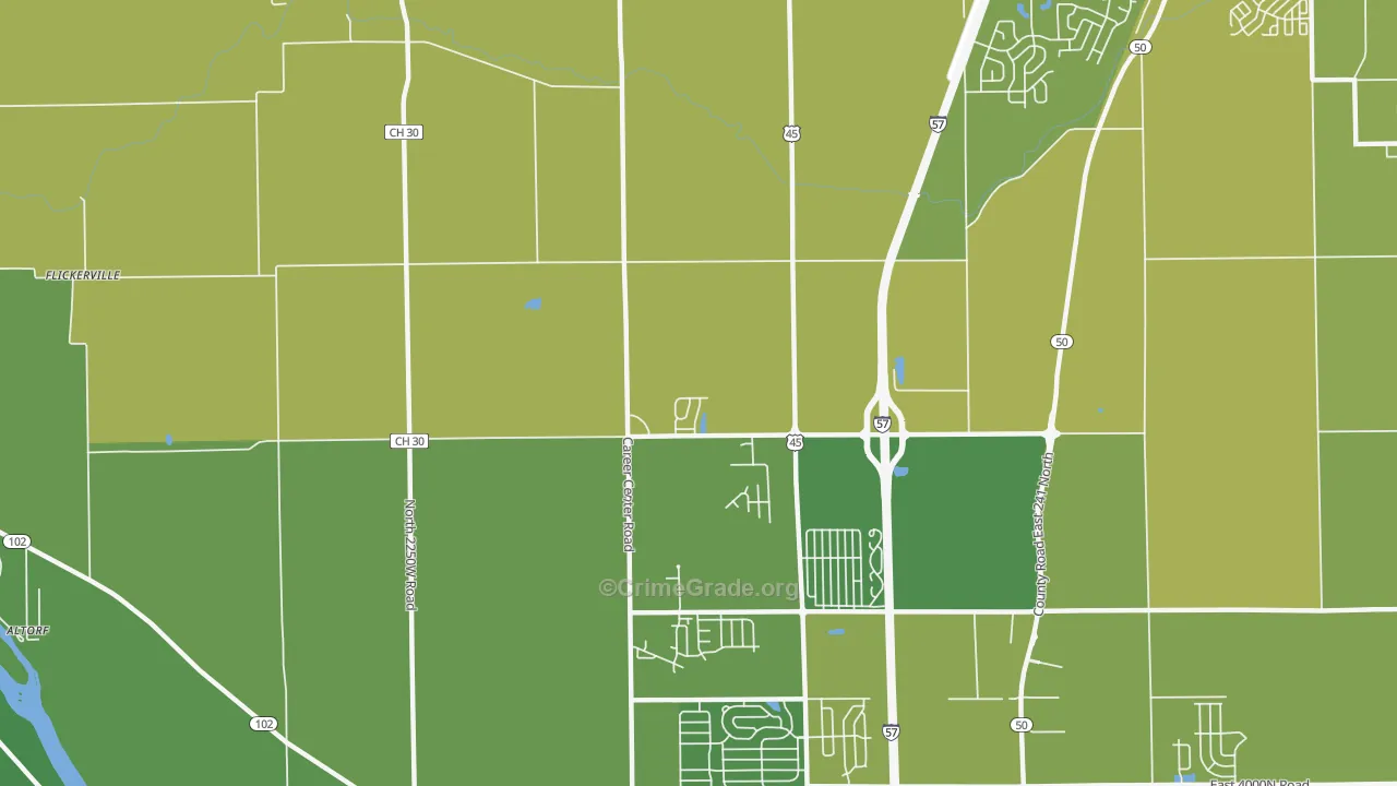 Indian Oaks, IL Map of Vehicle Theft Rates