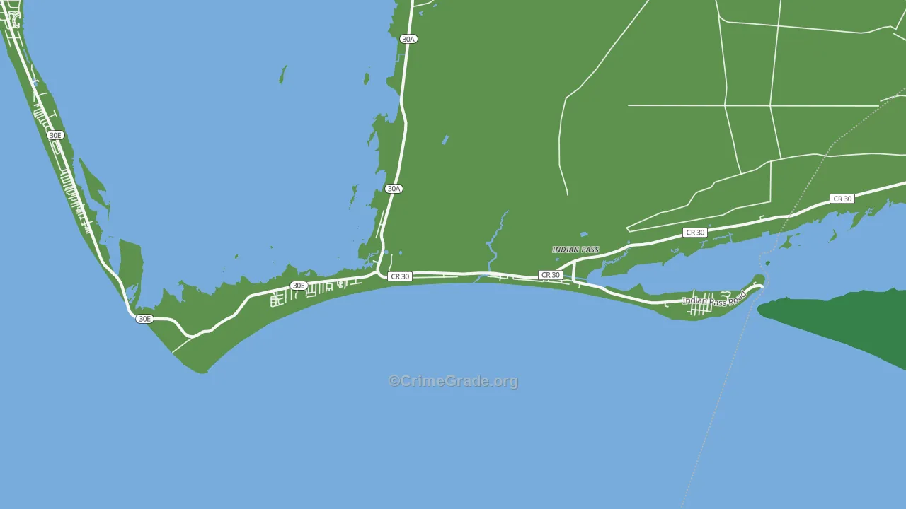 Indian Pass, FL Map of Vehicle Theft Rates