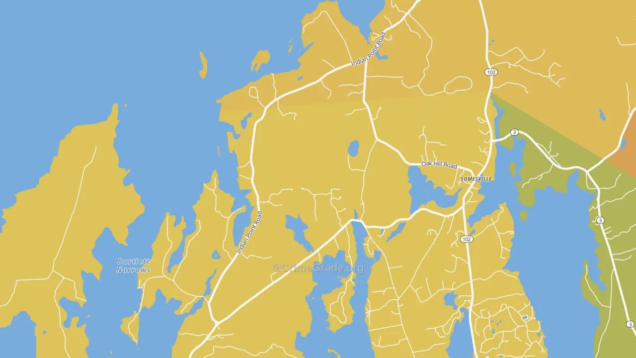 Indian Point, ME Map of Vehicle Theft Rates