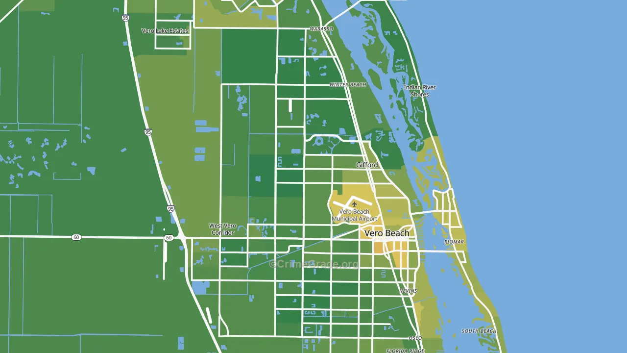 Indian River County, FL Map of Vehicle Theft Rates