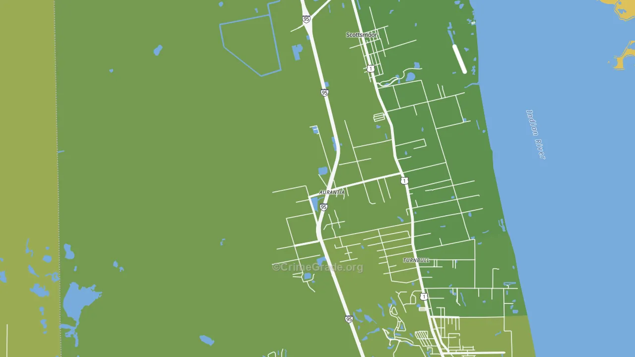 Indian River Park, Mims, FL Map of Vehicle Theft Rates