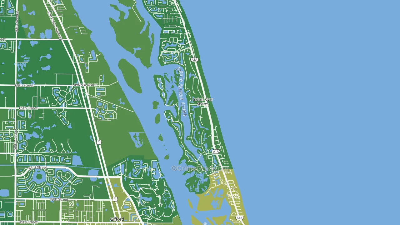 Indian River Shores, FL Map of Vehicle Theft Rates