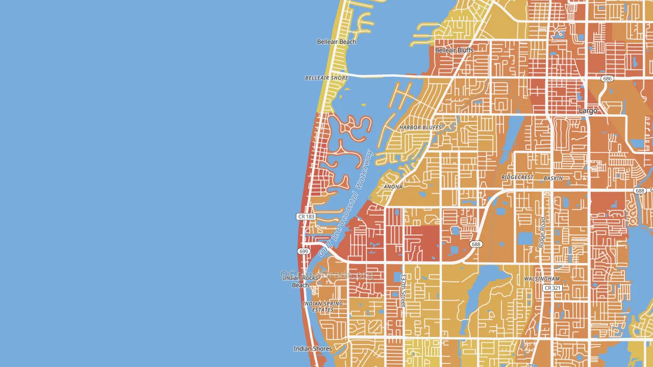 Indian Rocks Beach, FL Map of Vehicle Theft Rates