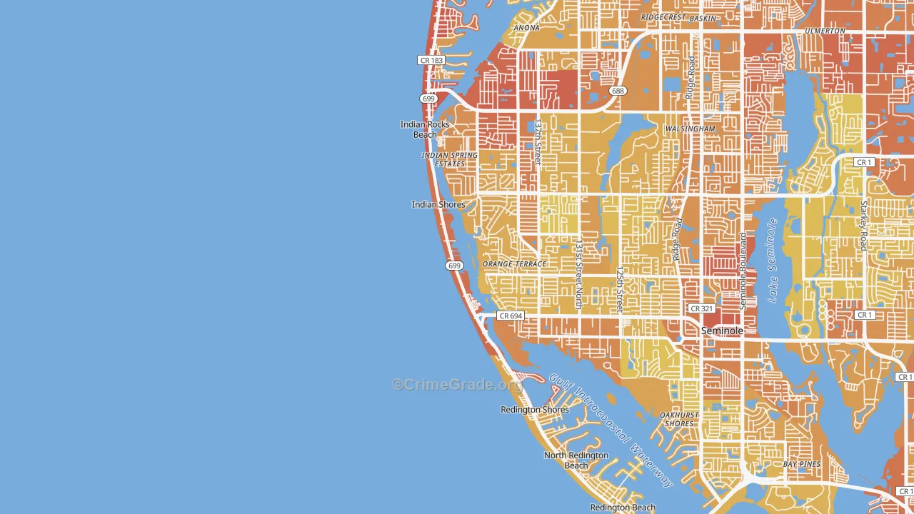 Indian Shores, FL Map of Vehicle Theft Rates