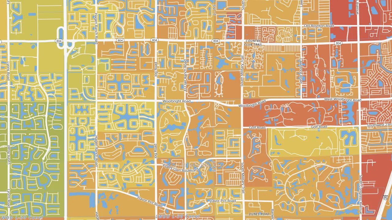 Indian Spring, Boynton Beach, FL Map of Vehicle Theft Rates