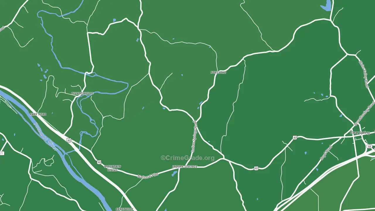Indian Springs, MD Map of Vehicle Theft Rates