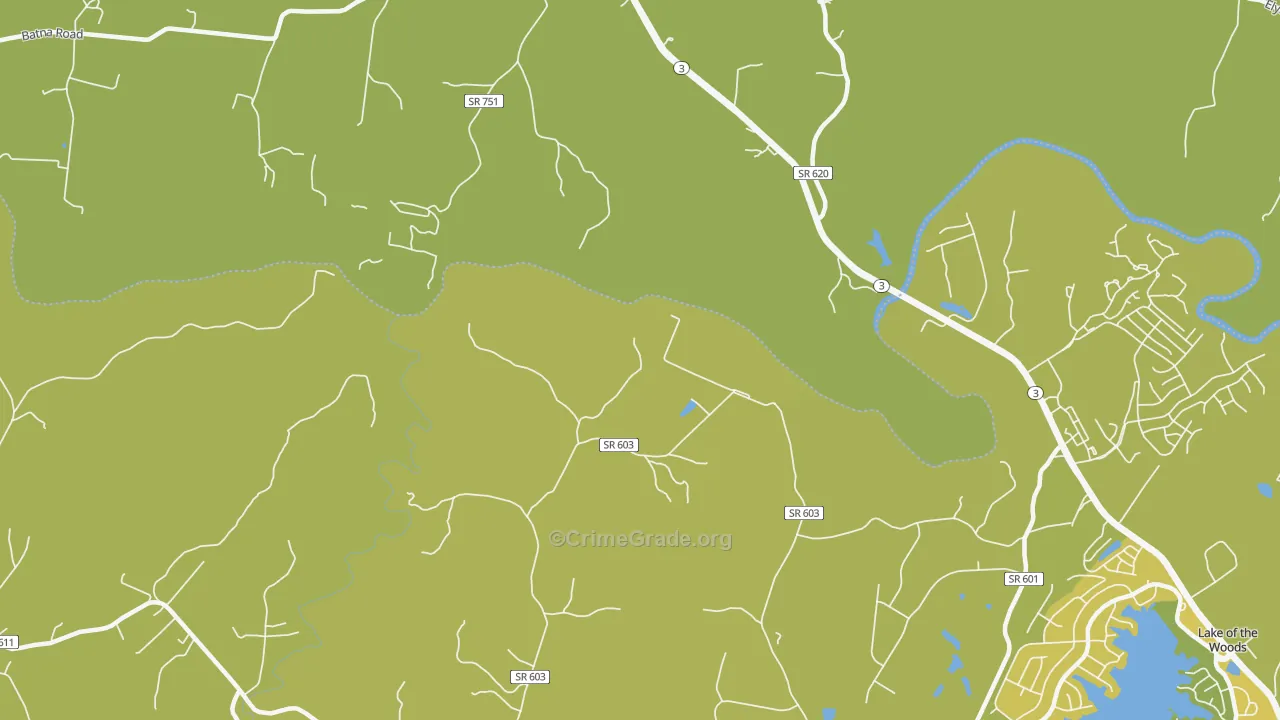 Indian Town, VA Map of Vehicle Theft Rates