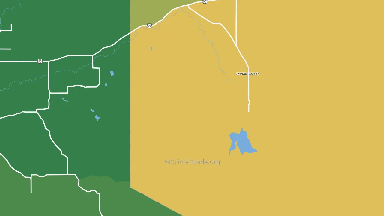 Indian Valley, ID Map of Vehicle Theft Rates