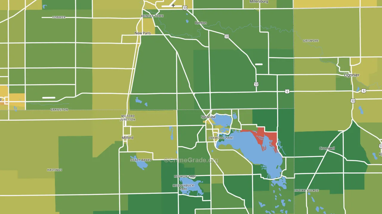 Indian Village, IN Map of Vehicle Theft Rates