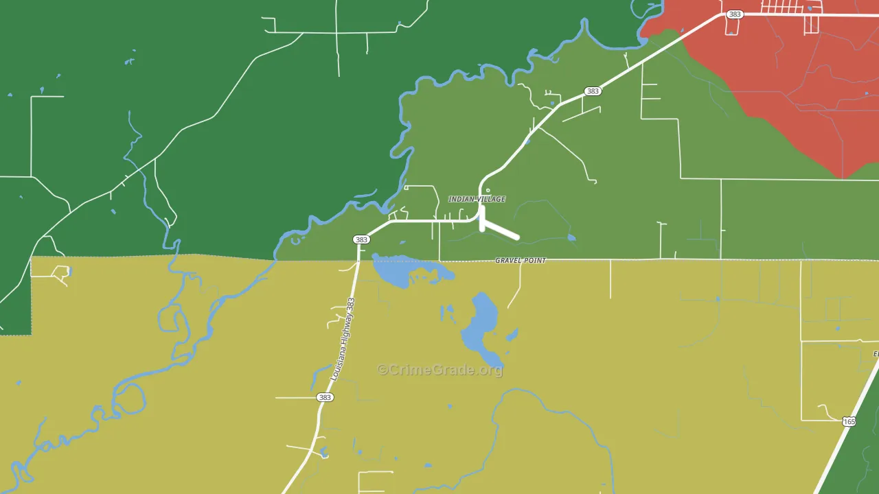 Indian Village, LA Map of Vehicle Theft Rates