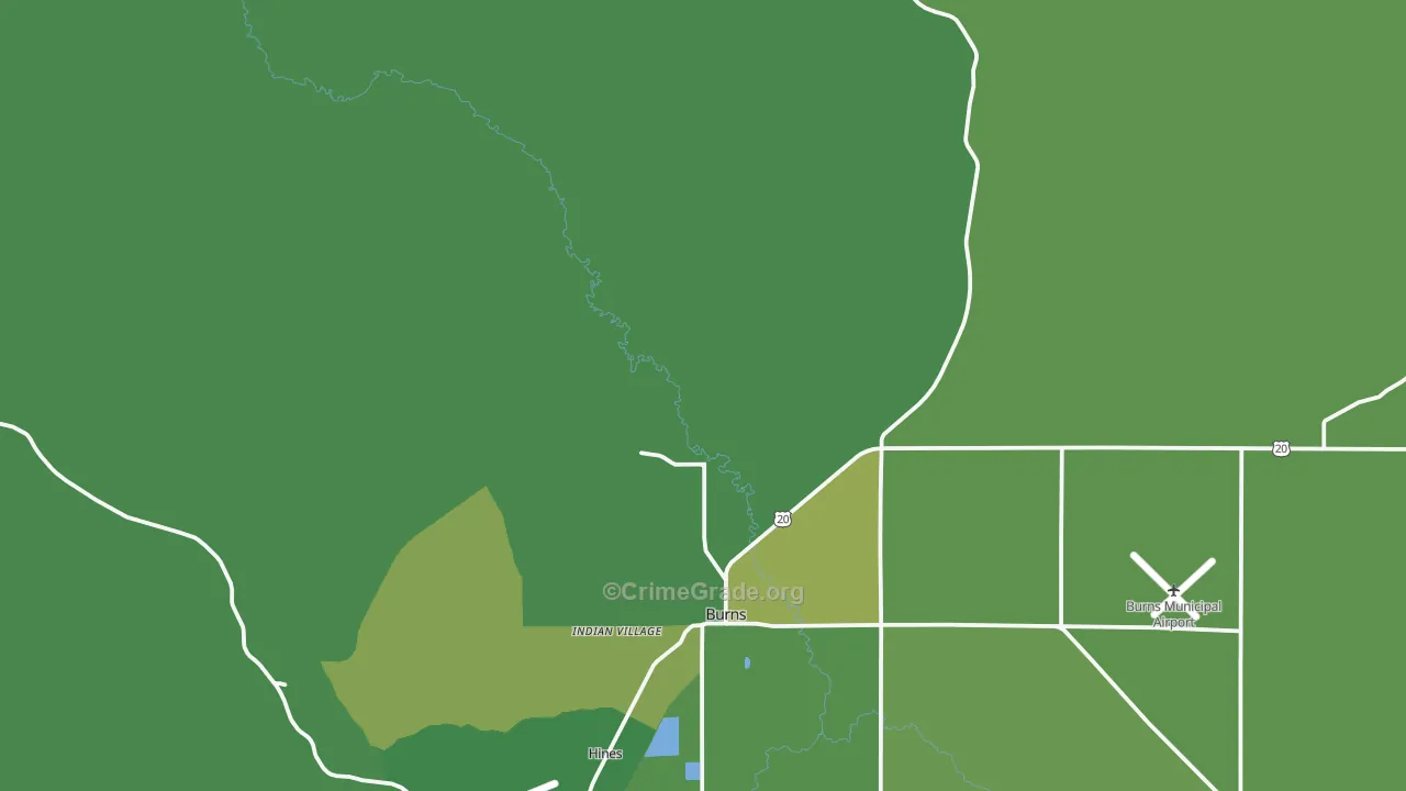 Indian Village, OR Map of Vehicle Theft Rates