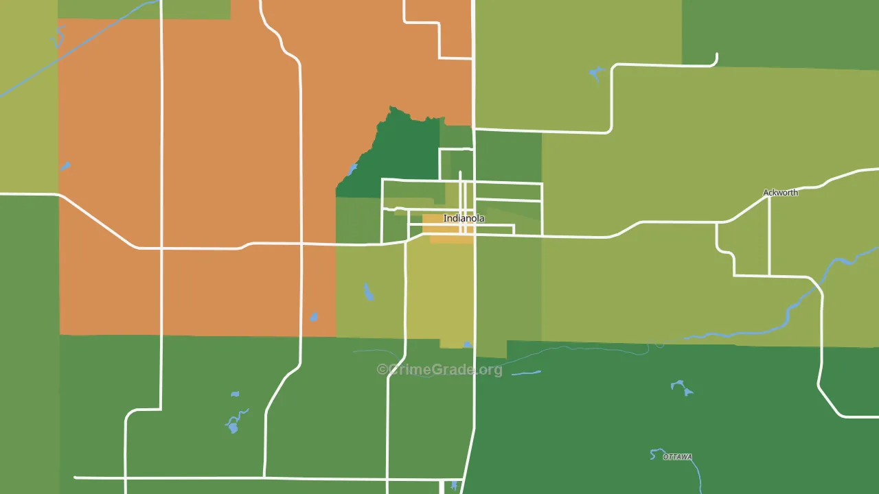 Indianola, IA Map of Vehicle Theft Rates