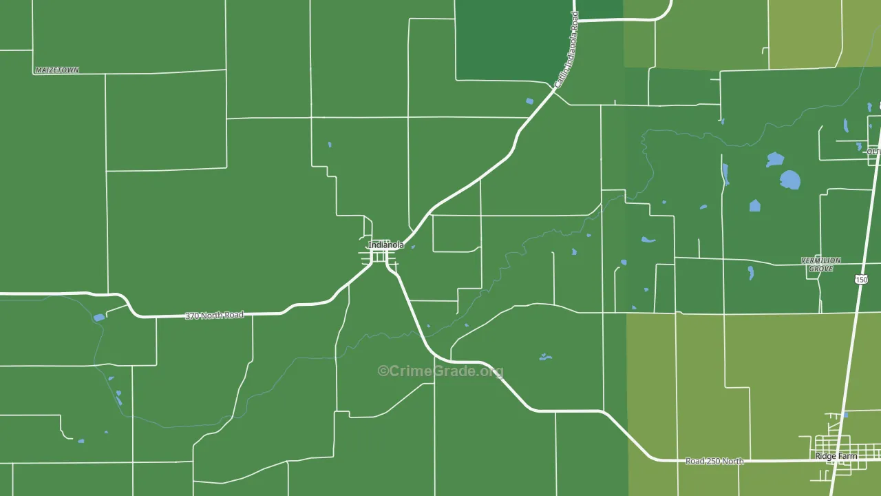 Indianola, IL Map of Vehicle Theft Rates