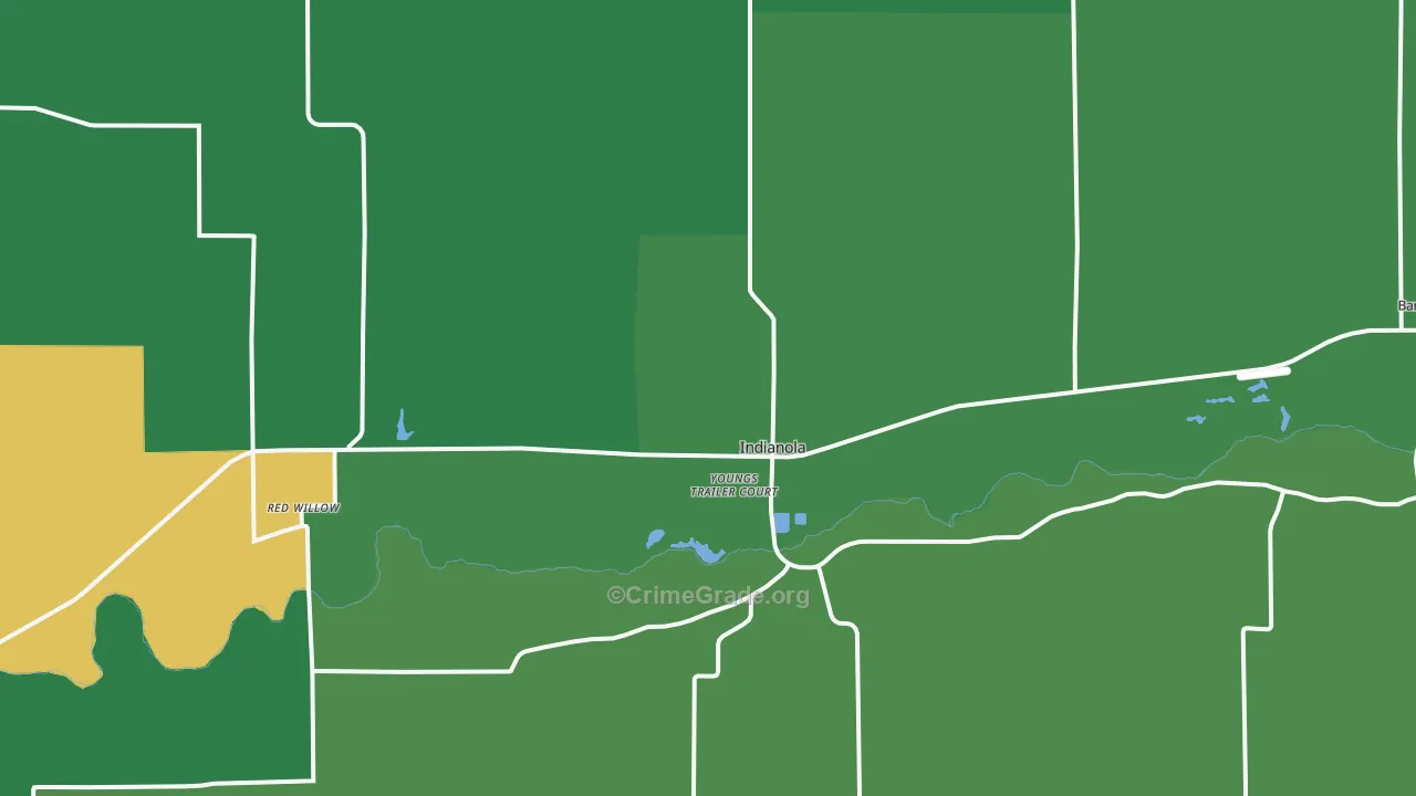 Indianola, NE Map of Vehicle Theft Rates
