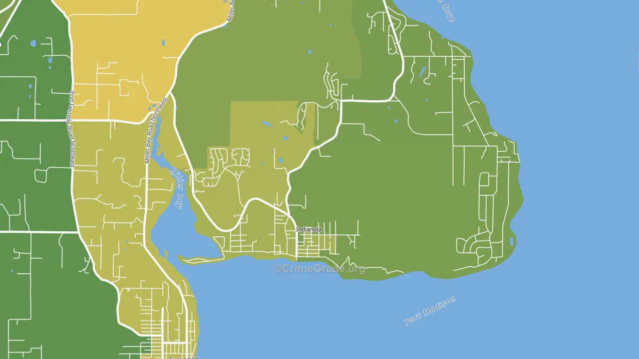 Indianola, WA Map of Vehicle Theft Rates
