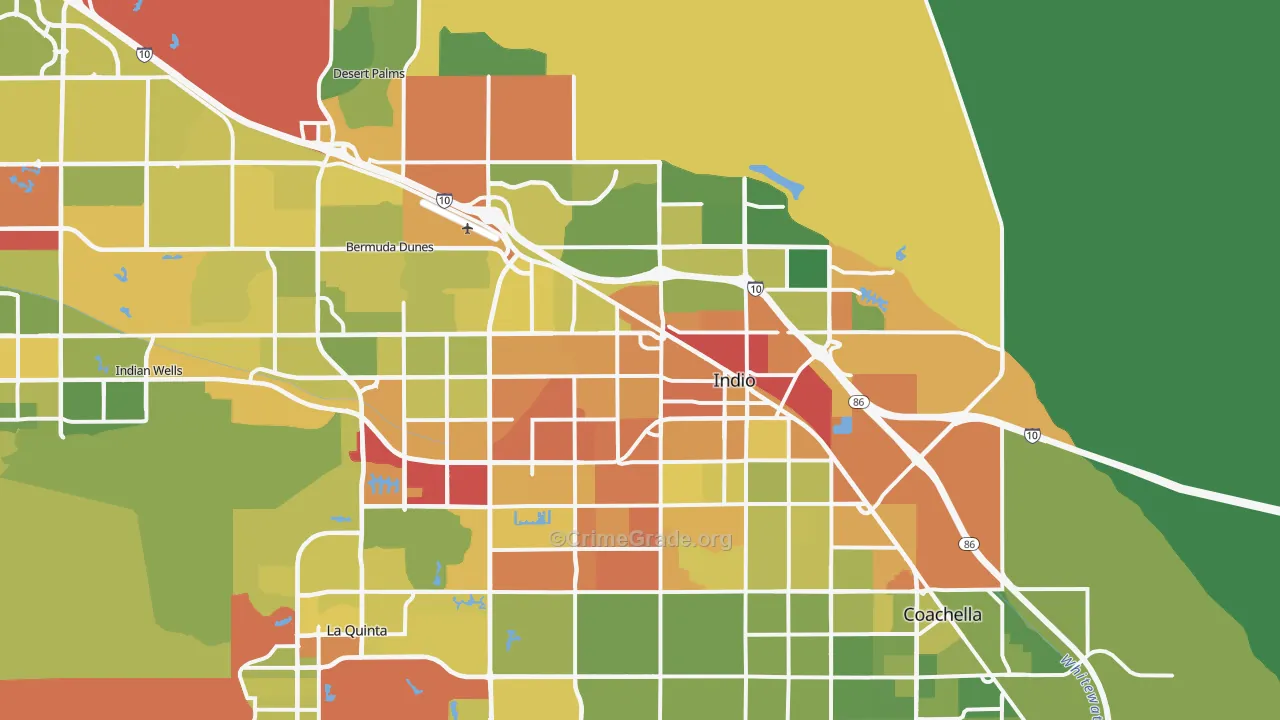 Indio, CA Map of Vehicle Theft Rates