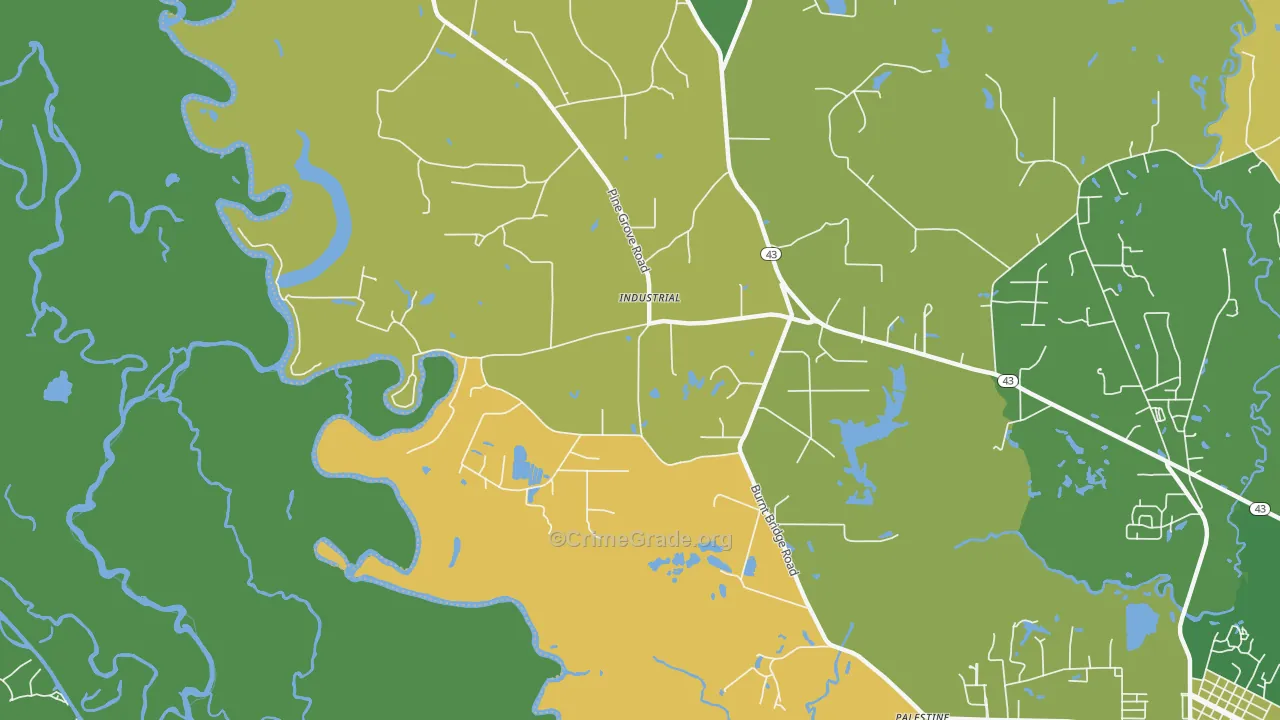 Industrial, MS Map of Vehicle Theft Rates