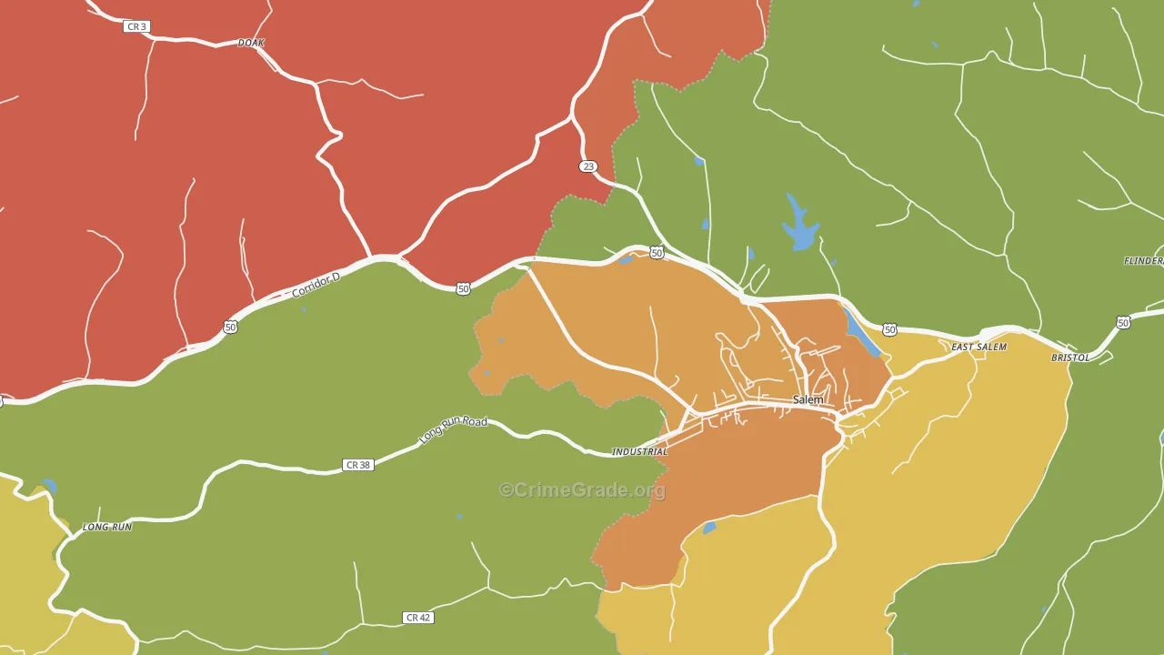 Industrial, WV Map of Vehicle Theft Rates