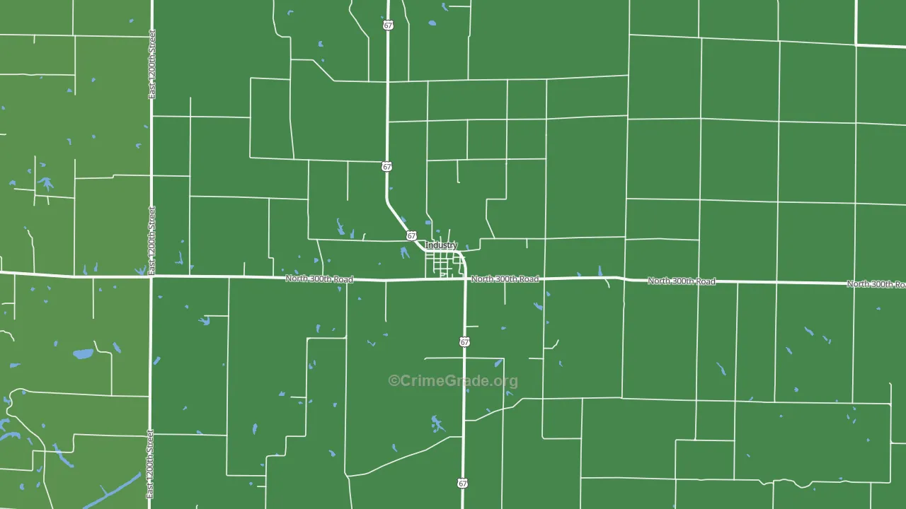 Industry, IL Map of Vehicle Theft Rates