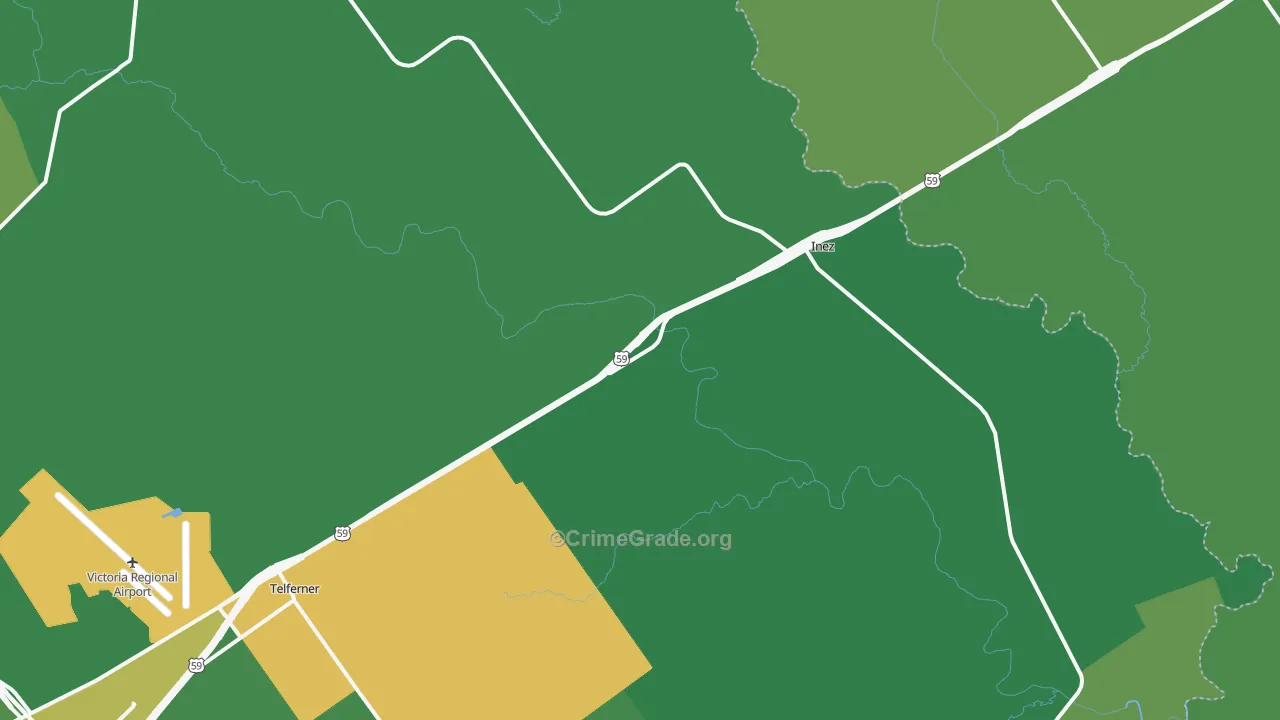 Inez, TX Map of Vehicle Theft Rates