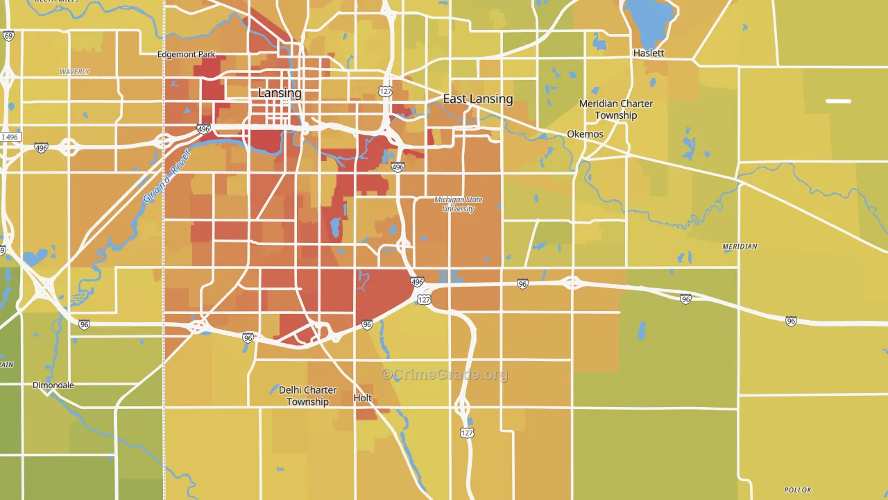 Ingham County, MI Map of Vehicle Theft Rates