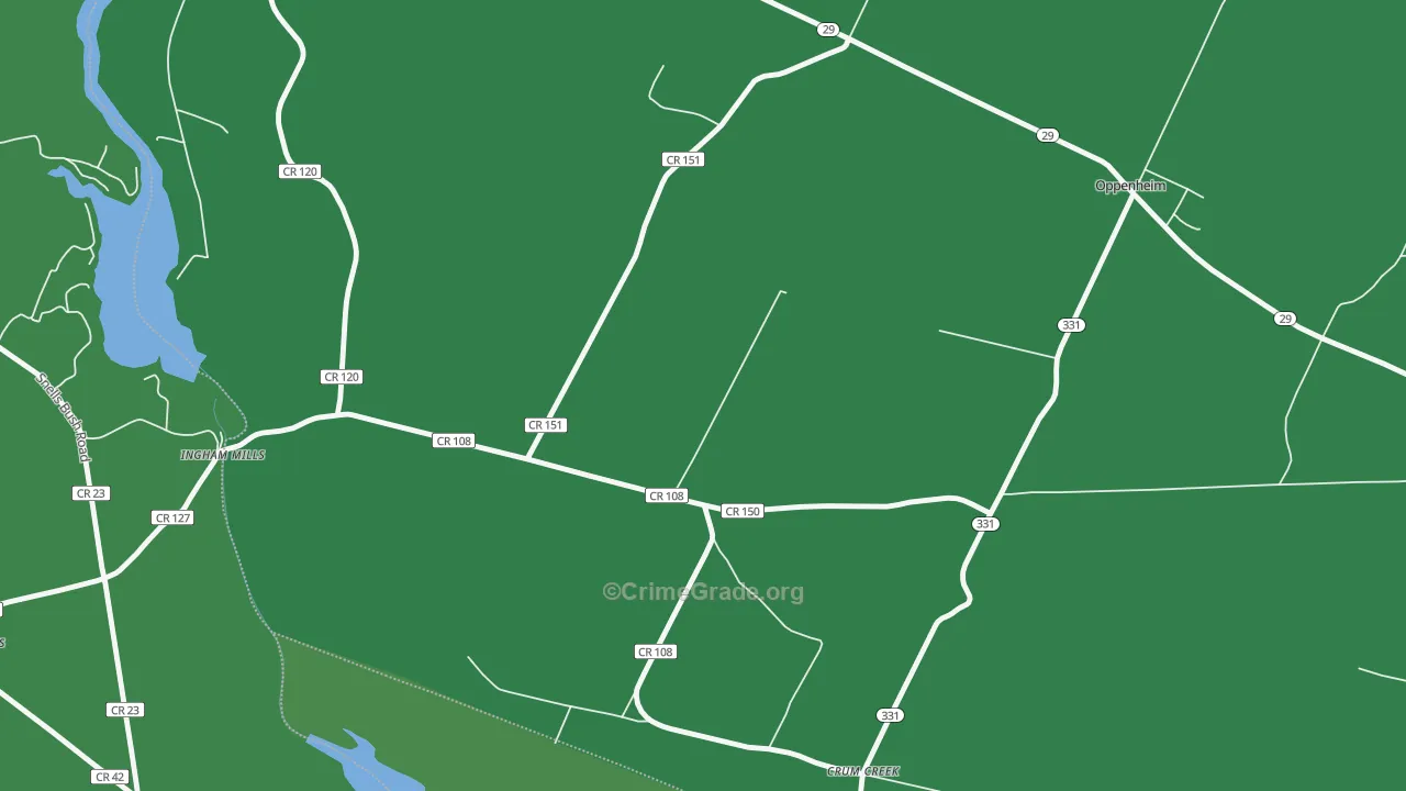 Ingham Mills, NY Map of Vehicle Theft Rates