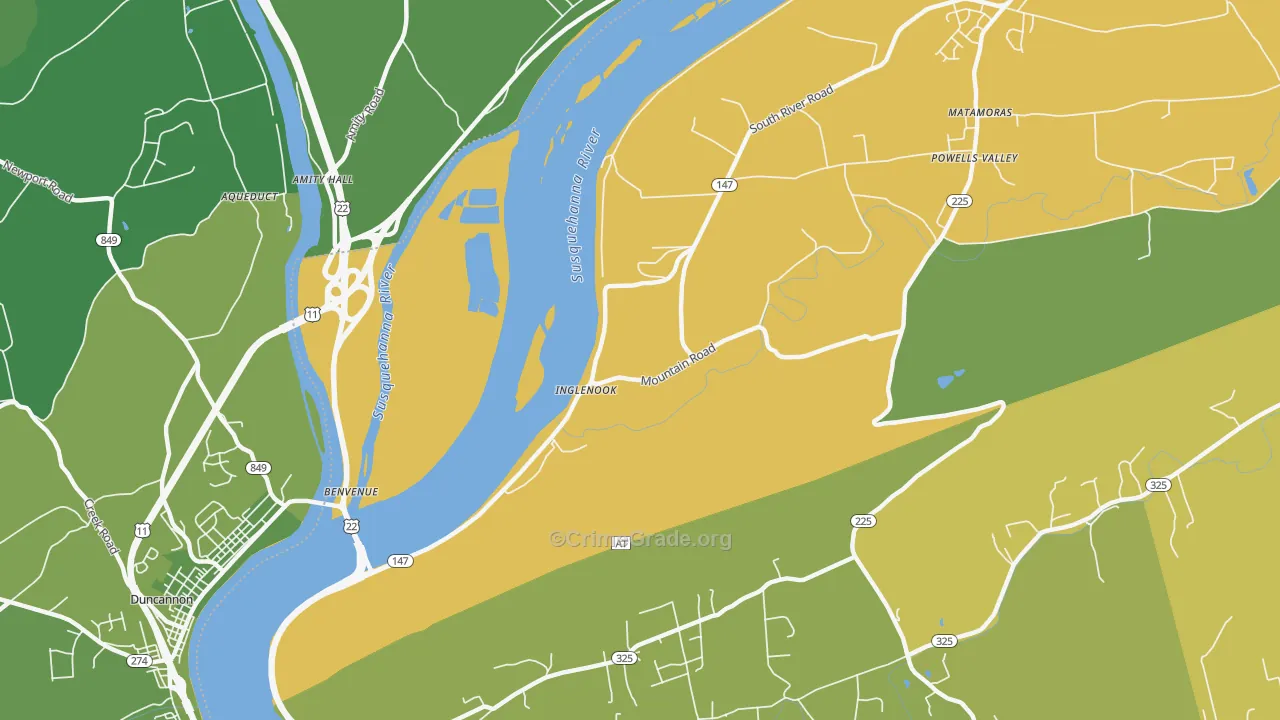 Inglenook, PA Map of Vehicle Theft Rates