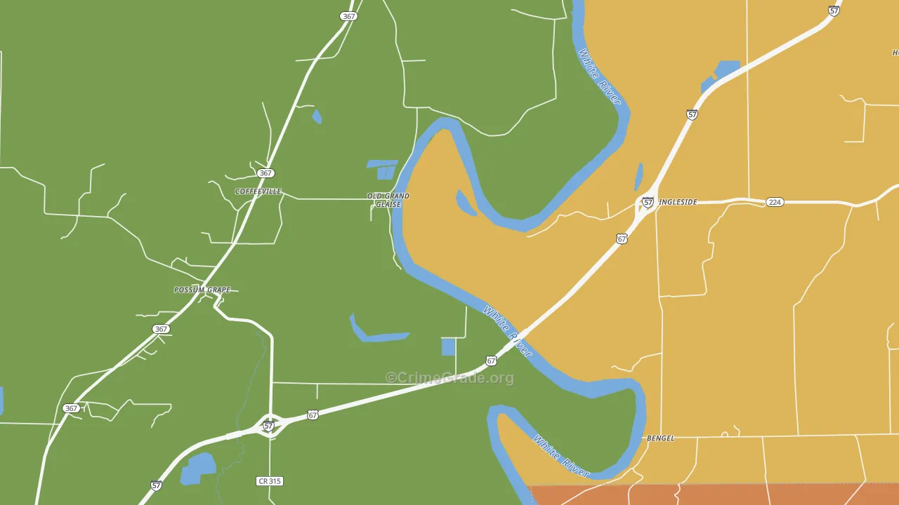 Ingleside, AR Map of Vehicle Theft Rates