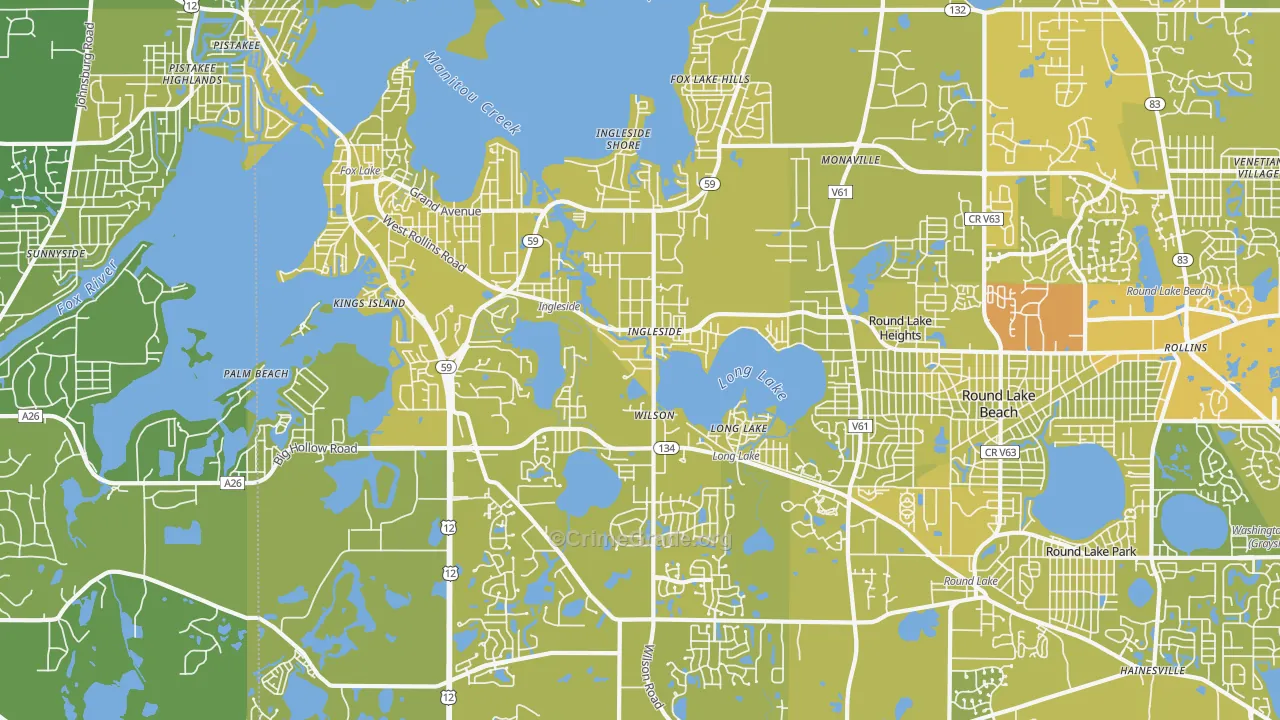 Ingleside, IL Map of Vehicle Theft Rates