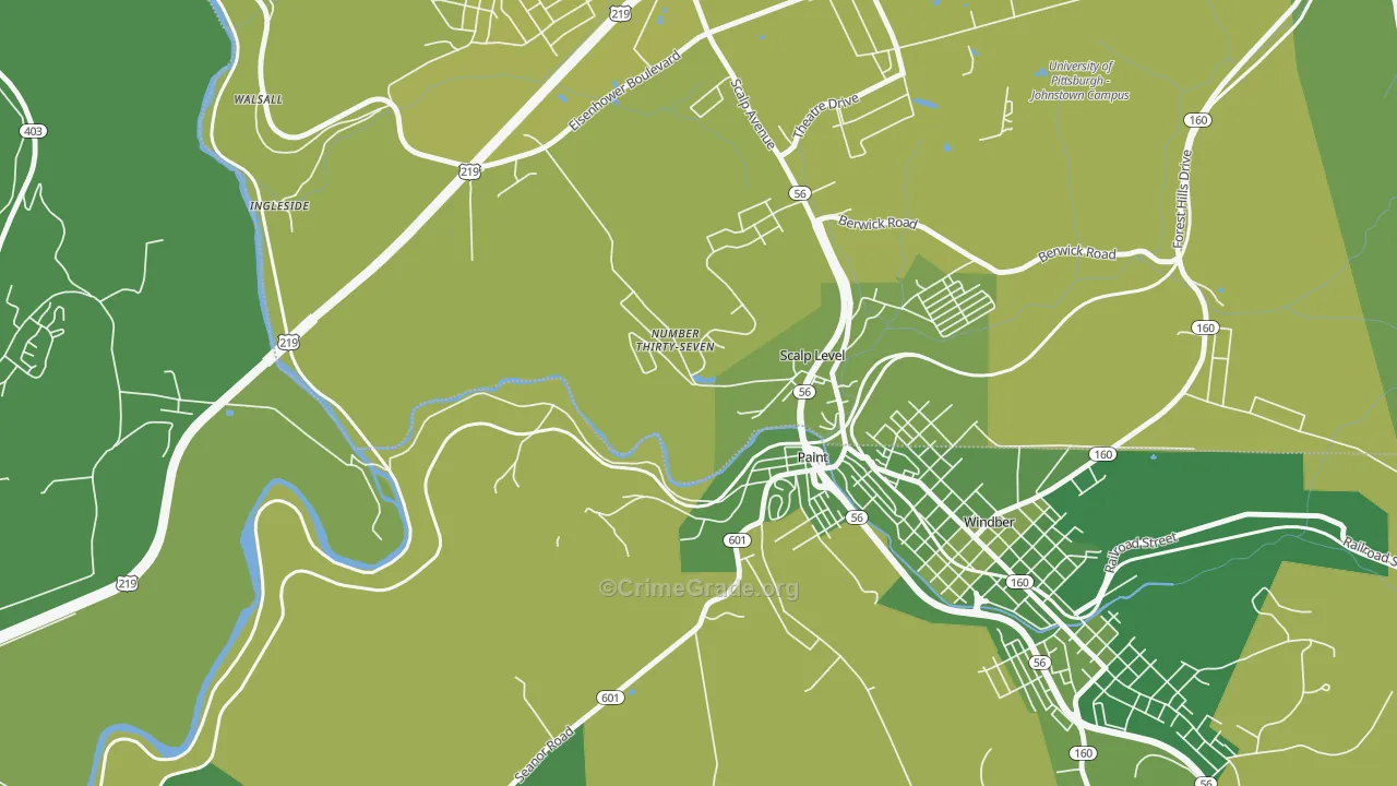 Ingleside, PA Map of Vehicle Theft Rates
