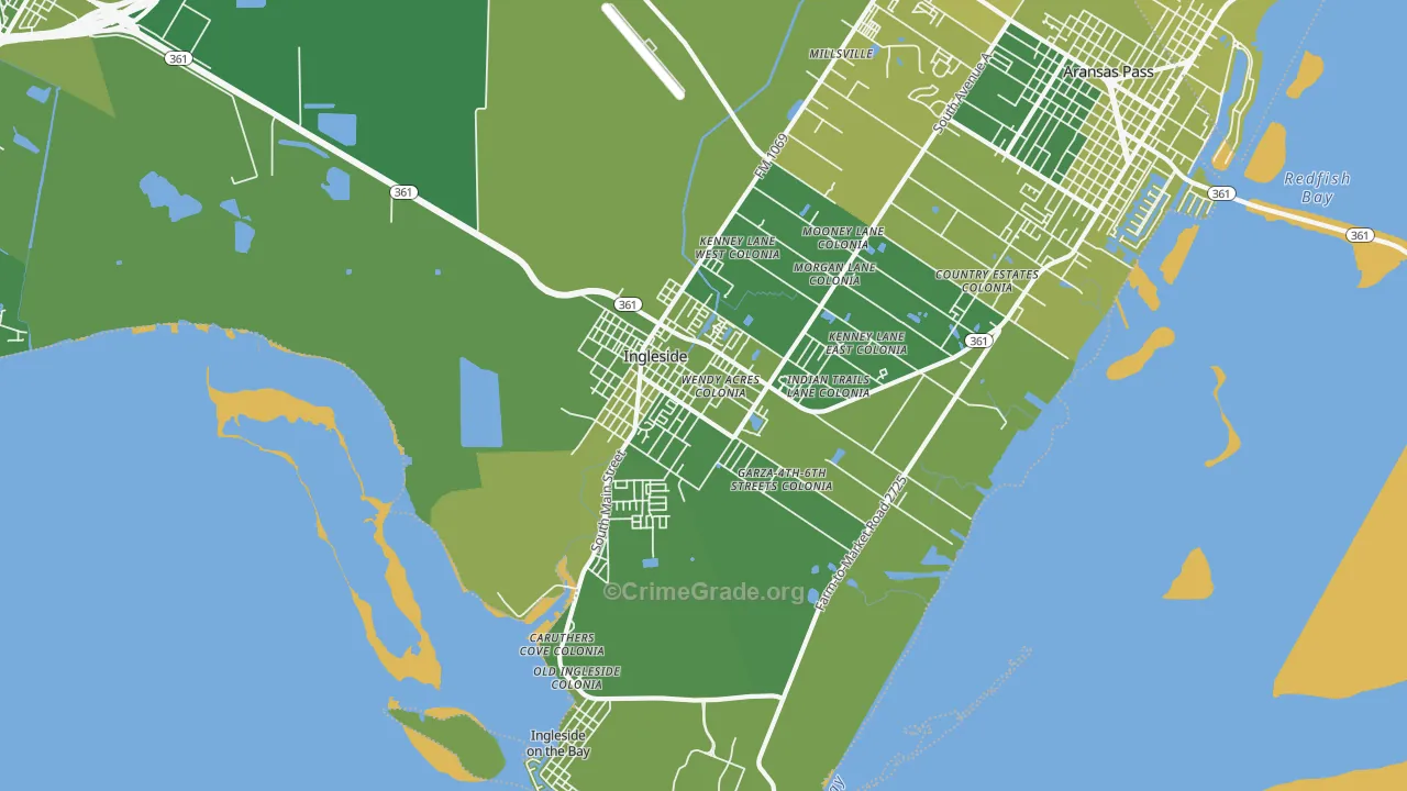 Ingleside, TX Map of Vehicle Theft Rates